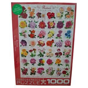 Eurographics Puzzle Roses Floral Flowers 1000 Piece Jigsaw Puzzle w Recipe